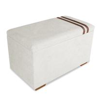 Recamier Puff Baú Decorativo Funcional Organizador no Boucle com Cinto em material sintético Caramelo