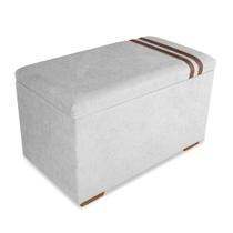 Recamier Puff Baú Decorativo Funcional Organizador no Boucle com Cinto em material sintético Caramelo