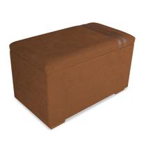 Recamier Puff Baú Decorativo Funcional Organizador no Boucle com Cinto em material sintético Caramelo