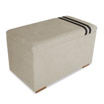 Recamier Puff Baú Decorativo Funcional Organizador no Boucle com Cinto em material sintético Preto