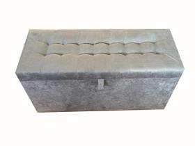 Recamier puff baú em suede solteiro 100% mdf - cinza