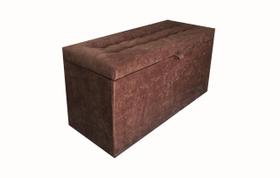 Recamier puff baú em suede solteiro 100% mdf - marrom cacau