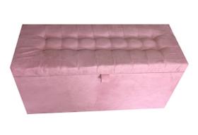 Recamier puff baú em suede solteiro 100% mdf - rosa claro