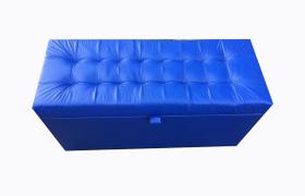 Recamier puff baú estofado 1 metro - azul royal - material sintético Recamier puff baú estofado 1 metro - azul royal - material sintético