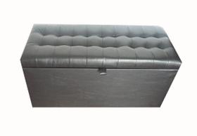 Recamier puff baú estofado 1 metro - preto - material sintético