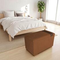 Recamier Puff Baú Organizador no Boucle com Cinto Preto