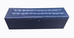 Recamier puff baú para cama box queen size - 1,58cm - azul marinho - material sintético