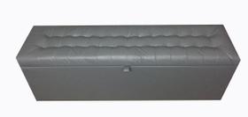 Recamier puff baú para cama box queen size - 1,58cm - cinza - material sintético
