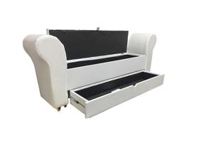 Recamier puff baú sapateira com braços e gaveta 1,38 cm para cama box padrão - branco
