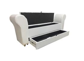 Recamier puff baú sapateira com braços e gaveta 1,58 cm para cama box queen size - branco