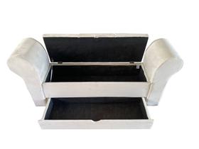 Recamier puff baú sapateira com braços e gaveta 1,58 cm para cama box queen size - creme