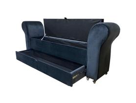 Recamier puff baú sapateira com braços e gaveta 1,58 cm para cama box queen size - preto