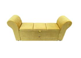 Recamier puff baú sapateira com braços e gaveta 1,58 cm para cama queen size - amarelo