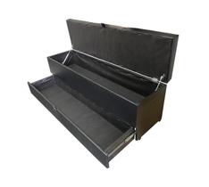 Recamier puff baú sapateira com gaveta 1,38 cm para cama box padrão - preto - material sintético
