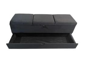 Recamier puff baú sapateira com gaveta 1,58 cm para cama box queen size - preto em veludo