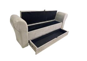 Recamier puff baú sapateira e gaveta 1,38 cm para cama box padrão - bege escuro