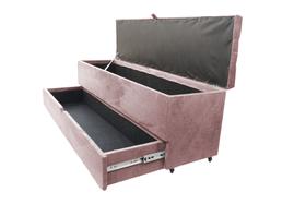 Recamier puff baú sapateira e gaveta 1,38 cm para cama box padrão - rose claro