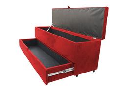 Recamier puff baú sapateira e gaveta 1,38 cm para cama box padrão - vermelho
