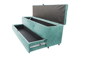 RECAMIER PUFF BAÚ SAPATEIRA E GAVETA 1,58 CM PARA CAMA QUEEN SIZE - Azul Turquesa RECAMIER PUFF BAÚ SAPATEIRA E GAVETA 1,58 CM PARA CAMA QUEEN SIZE - Azul Turquesa