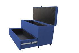 Recamier puff baú sapateira e gaveta 90 cm para cama de solteiro- azul royal Recamier puff baú sapateira e gaveta 90 cm para cama de solteiro- azul royal