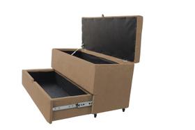 Recamier puff baú sapateira e gaveta 90 cm para cama de solteiro - bege claro Recamier puff baú sapateira e gaveta 90 cm para cama de solteiro - bege claro