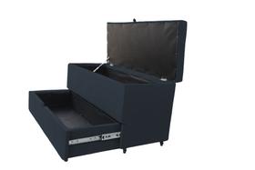 Recamier puff baú sapateira e gaveta 90 cm para cama de solteiro - cinza escuro chumbo