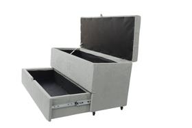 Recamier puff baú sapateira e gaveta 90 cm para cama de solteiro- cinza Recamier puff baú sapateira e gaveta 90 cm para cama de solteiro- cinza