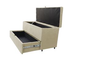 Recamier puff baú sapateira e gaveta 90 cm para cama de solteiro- creme