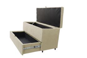 Recamier puff baú sapateira e gaveta 90 cm para cama de solteiro- creme Recamier puff baú sapateira e gaveta 90 cm para cama de solteiro- creme