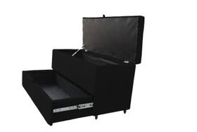 Recamier puff baú sapateira e gaveta 90 cm para cama de solteiro- preto