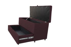 Recamier puff baú sapateira e gaveta 90 cm para cama de solteiro- rose