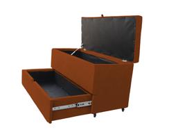 Recamier puff baú sapateira e gaveta 90 cm para cama de solteiro- terracota