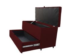 Recamier puff baú sapateira e gaveta 90 cm para cama de solteiro - vinho