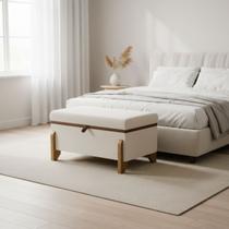 Recamier Puff Baú Sapateira Organizador Para Briquedos Cobertor Cama Quarto Solteiro 100 cm Versallies Bouclé