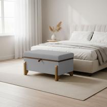 Recamier Puff Baú Sapateira Organizador Para Briquedos Cobertor Cama Quarto Solteiro 100 cm Versallies Bouclé - Clique e Decore