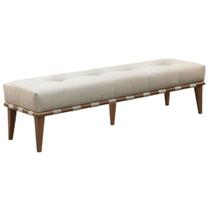 Recamier Puff Decorativo Madeira Maciça Luxo Linho Bege - Zahav Estofados