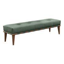Recamier Puff Decorativo Madeira Maciça Luxo Linho Verde