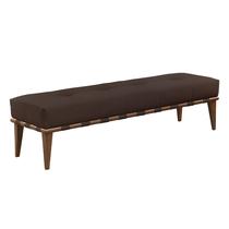 Recamier Puff Decorativo Madeira Maciça Luxo Suede Marrom