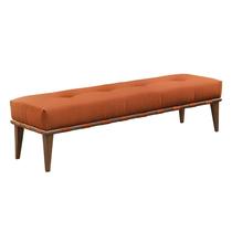 Recamier Puff Decorativo Madeira Maciça Luxo Suede Terracota