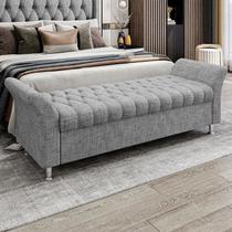 Recamier Puff Estofado King 195 cm Ágata Linho Recamier Puff Estofado King 195 cm Ágata Linho