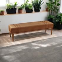 Recamier Puff Luxo Madeira Maciça Maya Marrom Caramelo