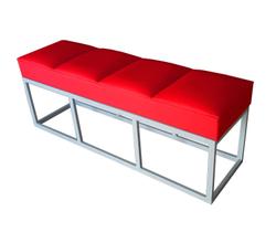 Recamier Queen Vermelho Base De Metal Cinza Square Módena