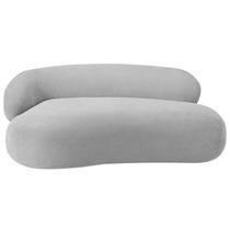 Recamier Sofá Curvo Lado Direito Canadá 150cm Luxo Sala de Estar Linho Cinza Claro - INCASA DECOR