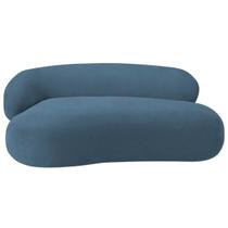 Recamier Sofá Curvo Luxo Recepção Lado Direito Canadá 150cm Linho Azul Royal - INCASA DECOR