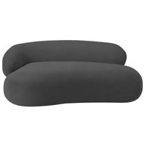 Recamier Sofá Curvo Luxo Recepção Lado Direito Canadá 150cm Linho Cinza Escuro - INCASA DECOR