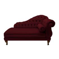 Recamier Sofá Esquerdo Larissa 150cm Sala Suede Vermelho Bordo - INCASA DECOR