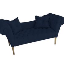 Recamier Sofá Estofado Para Sala de Estar Dubai Suede Azul Marinho - DL Decor