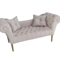 Recamier Sofá Estofado Para Sala de Estar Dubai Suede Bege - DL Decor