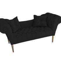 Recamier Sofá Estofado Para Sala de Estar Dubai Suede Preto - DL Decor Recamier Sofá Estofado Para Sala de Estar Dubai Suede Preto - DL Decor