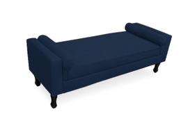 Recamier Sofá Fênix Baú Estofado 160cm Suede Azul Marinho - DL Decor